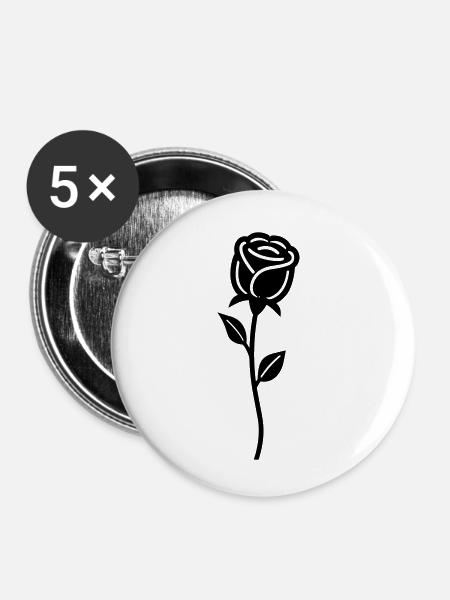 Rosa Blume - Buttons klein 25 mm (5er Pack) - Weiß