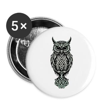 Keltische Eule - Buttons klein 25 mm (5er Pack) - Weiß - Vorne