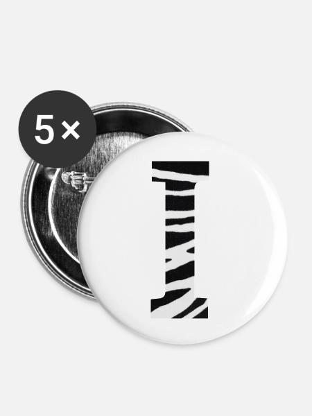 Buchstabe i Zebra - Buttons klein 25 mm (5er Pack) - Weiß