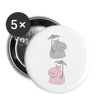 Mr. and Mrs. Nilpferd - Buttons small 1''/25 mm (5-pack) - white - Front