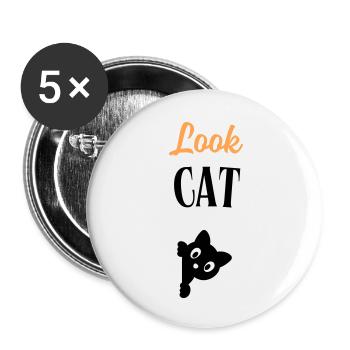 Look Cat - Lot de 5 petits badges (25 mm) - blanc - Devant
