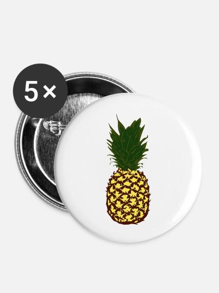 Ananas Sommer Festival Urlaub - Buttons klein 25 mm (5er Pack) - Weiß