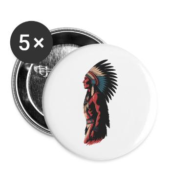 Native Kopfschmuck Kunst Illustration - Buttons klein 25 mm (5er Pack) - Weiß - Vorne