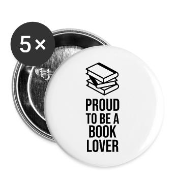 Proud to be a Book Lover - Minimalist Line Art - Buttons small 1''/25 mm (5-pack) - white - Front