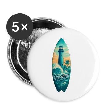 Planche de surf Neptune Lighthouse - Lot de 5 petits badges (25 mm) - blanc - Devant