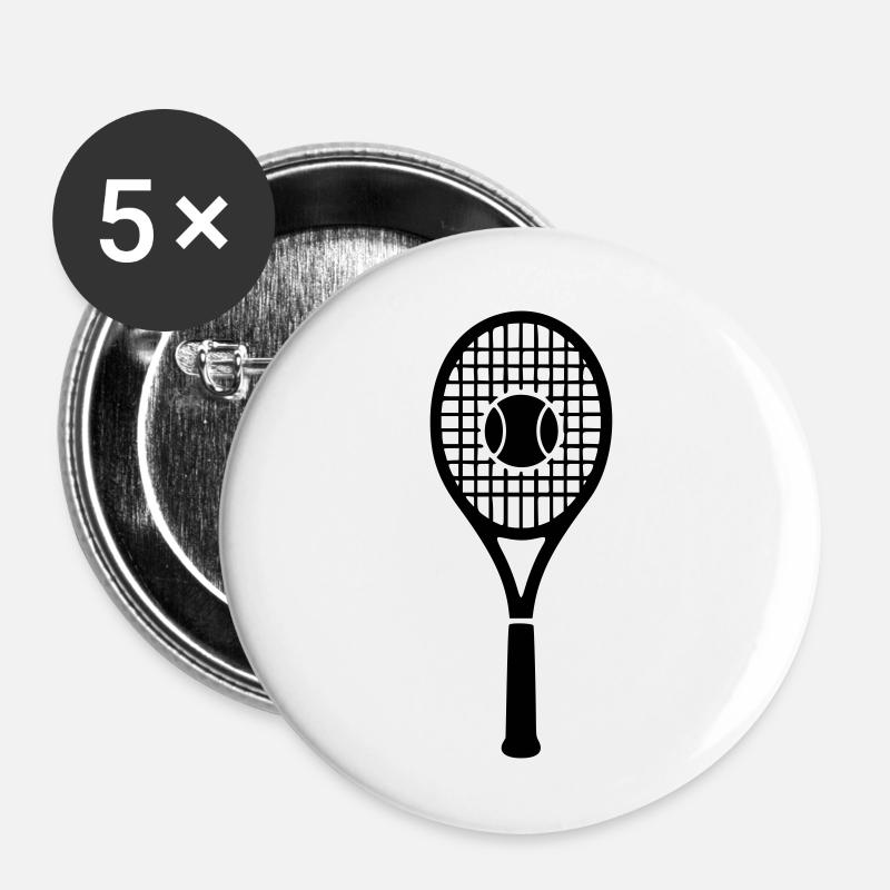 raquette_de_tennis - Buttons klein 25 mm (5er Pack) - Weiß
