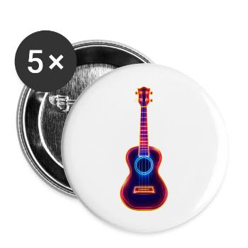 Retro Ukulele Synthwave - Buttons klein 25 mm (5er Pack) - Weiß - Vorne