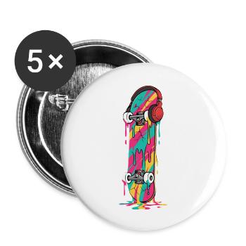 Skateboard Streetwear Aesthetic - Buttons small 1''/25 mm (5-pack) - white - Front