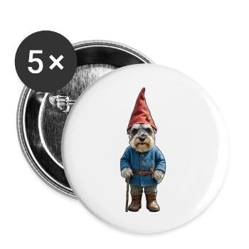 Gartenzwerg Schnauzer Zauber - Buttons klein 25 mm (5er Pack) - Weiß - Vorne