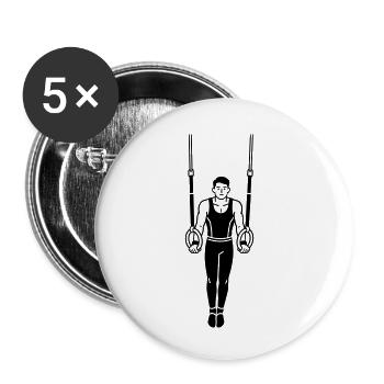 Anneaux de gymnastique - Lot de 5 petits badges (25 mm) - blanc - Devant