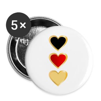 Allemagne - Équipe Heart - Lot de 5 petits badges (25 mm) - blanc - Devant