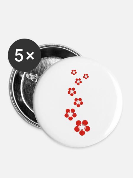 kirschblüten - Buttons klein 25 mm (5er Pack) - Weiß