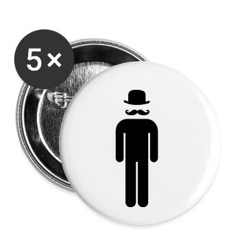 Icône de chapeau homme barbe - Monsieur - Lot de 5 petits badges (25 mm) - blanc - Devant