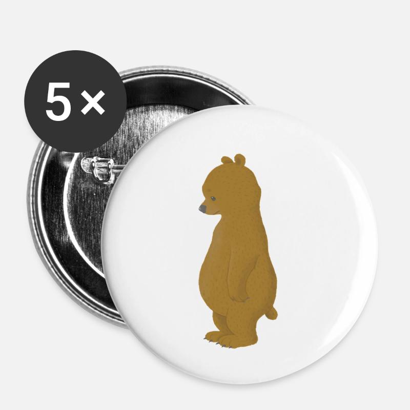 trauriger Bär - Buttons klein 25 mm (5er Pack) - Weiß