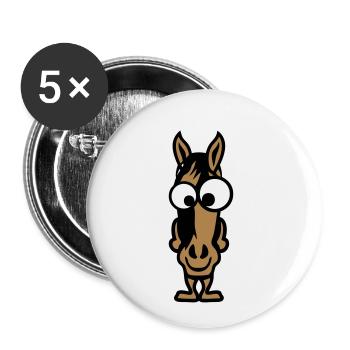 Pferd Tiere lustiges Gesicht - Buttons klein 25 mm (5er Pack) - Weiß - Vorne