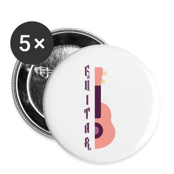 Guitar - Lot de 5 petits badges (25 mm) - blanc - Devant