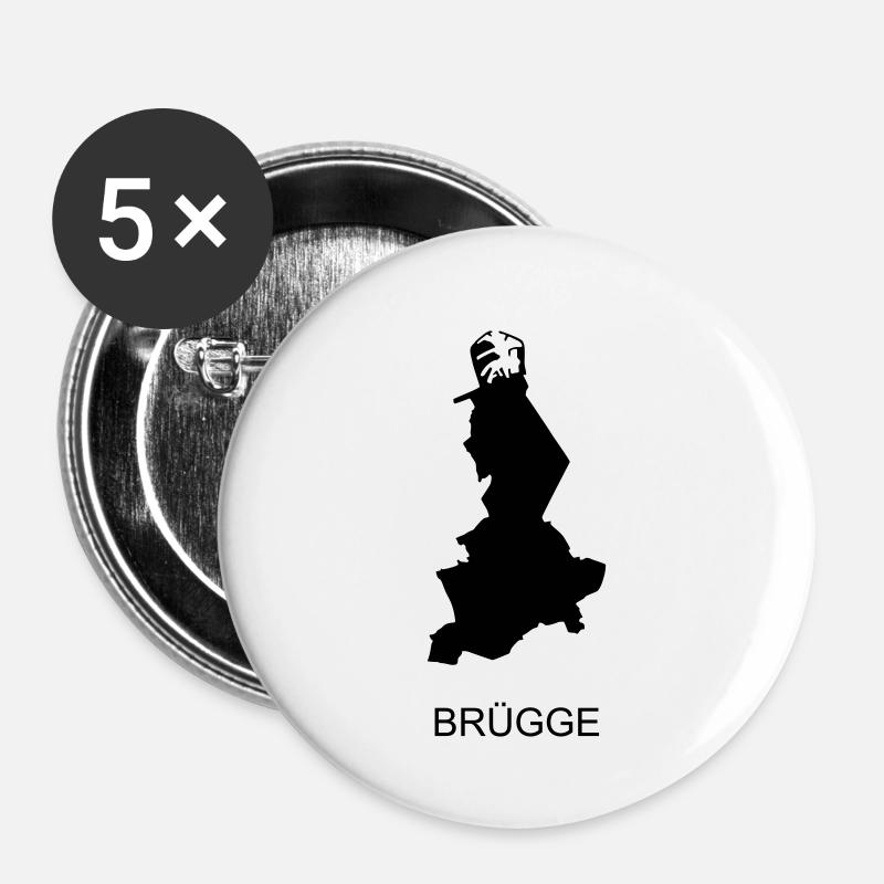 Bruges - Lot de 5 petits badges (25 mm) - blanc