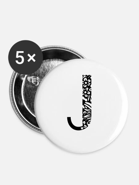 Buchstabe J - Buttons klein 25 mm (5er Pack) - Weiß