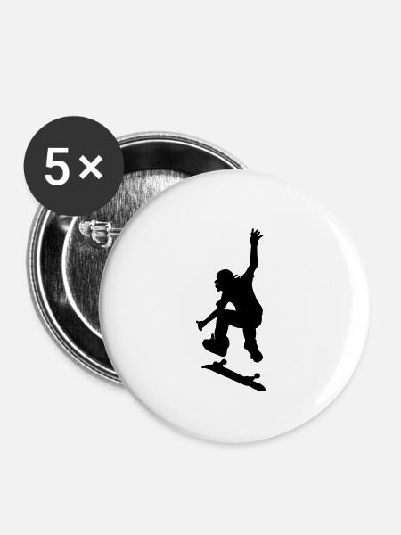 skater - Buttons klein 25 mm (5er Pack) - Weiß