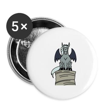 Hippogoyle - Gargoyle as a horse on a big hay ball - Buttons small 1''/25 mm (5-pack) - white - Front
