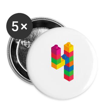 Cute Block Building 4th Birthday Gift 4 ans - Lot de 5 petits badges (25 mm) - blanc - Devant