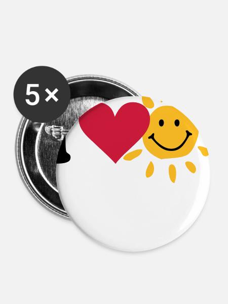 Sonne - Buttons klein 25 mm (5er Pack) - Weiß