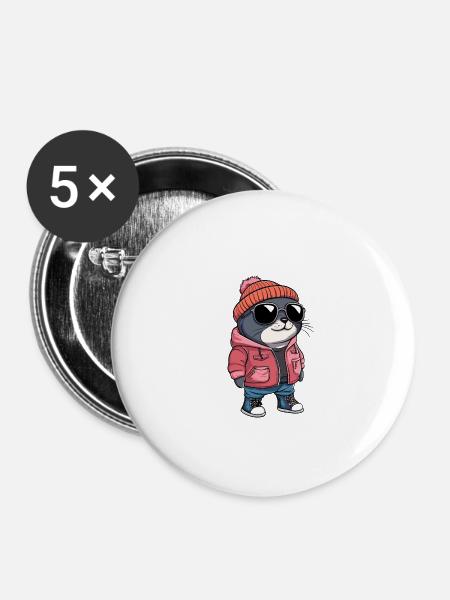 Robbe Tier Winter - Buttons klein 25 mm (5er Pack) - Weiß