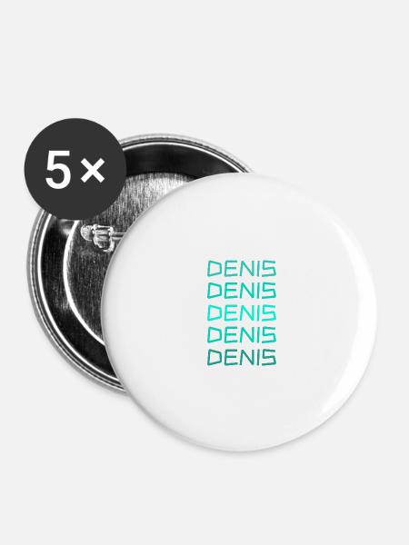 Vorname Denis - Buttons klein 25 mm (5er Pack) - Weiß