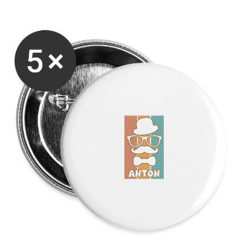 Vorname Anton - Buttons klein 25 mm (5er Pack) - Weiß - Vorne