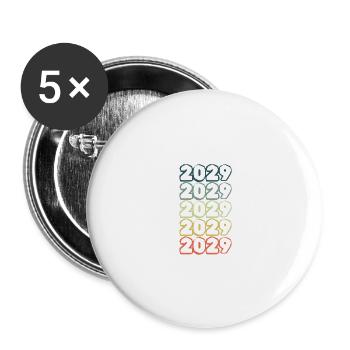 Year of birth 2029 - Buttons small 1''/25 mm (5-pack) - white - Front