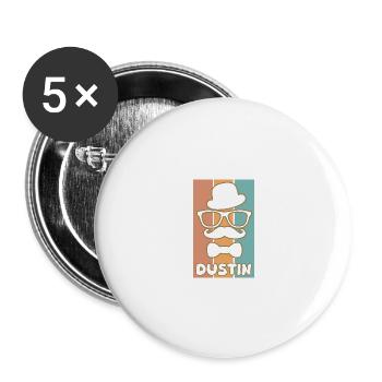 Dustin comme prénom - Lot de 5 petits badges (25 mm) - blanc - Devant