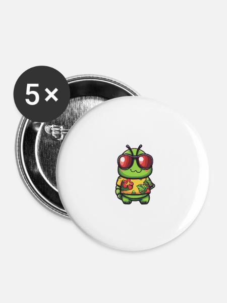 Wurm Cool Sommer - Buttons klein 25 mm (5er Pack) - Weiß