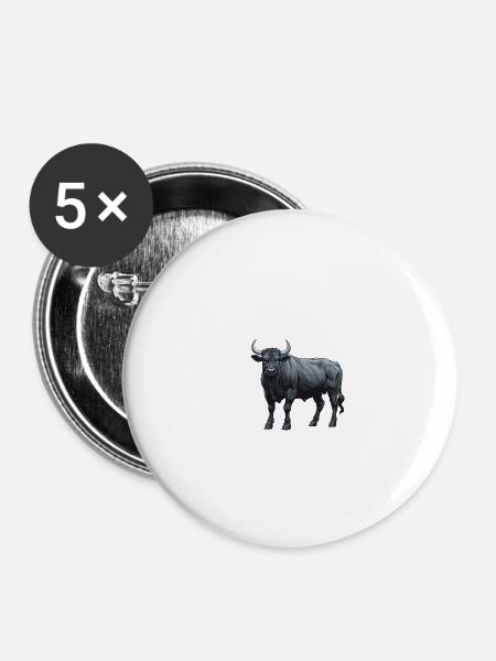 Bulle Tier Taurus - Buttons klein 25 mm (5er Pack) - Weiß