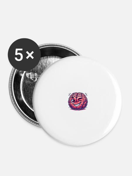 Intelligentes Gehirn - Buttons klein 25 mm (5er Pack) - Weiß