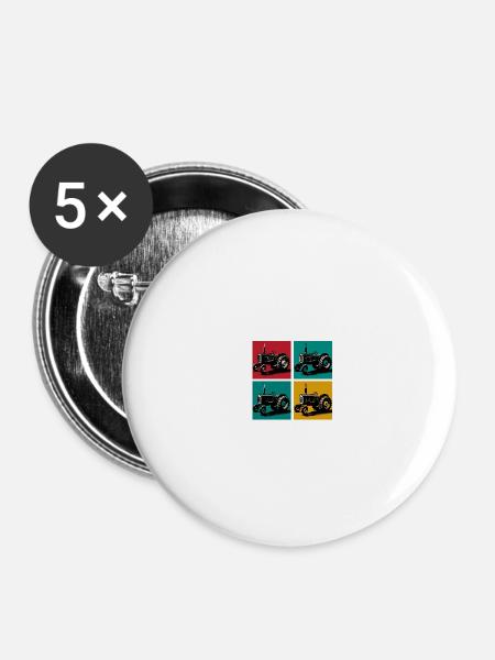 Retro-Oldtimer-Traktor - Buttons klein 25 mm (5er Pack) - Weiß