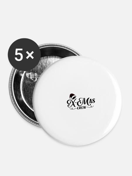 Weihnachts Crew Xmas - Buttons klein 25 mm (5er Pack) - Weiß