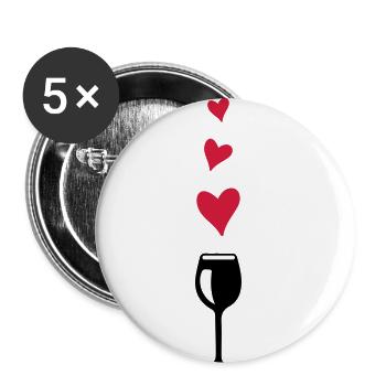 weinglas herz liebe symbol - Buttons klein 25 mm (5er Pack) - Weiß - Vorne