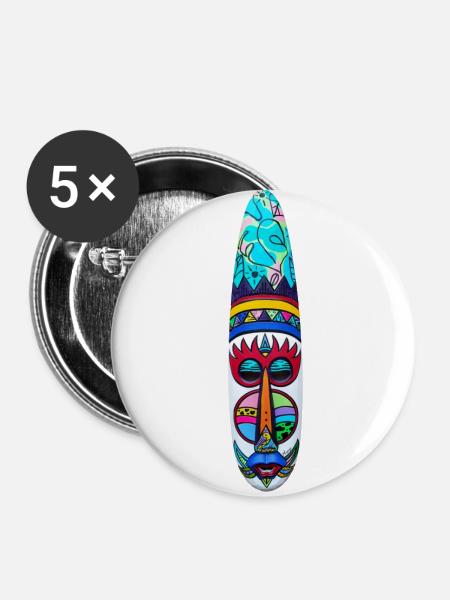 Esoterische Pop-Mystik-Maske - Buttons klein 25 mm (5er Pack) - Weiß
