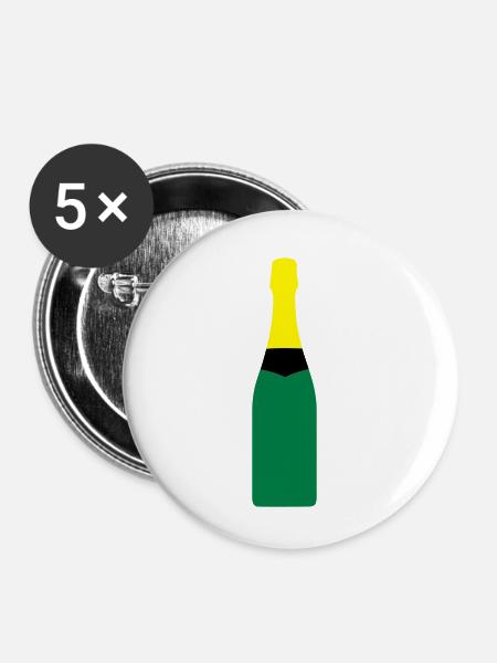 Sektflasche ( bottle) - Buttons klein 25 mm (5er Pack) - Weiß