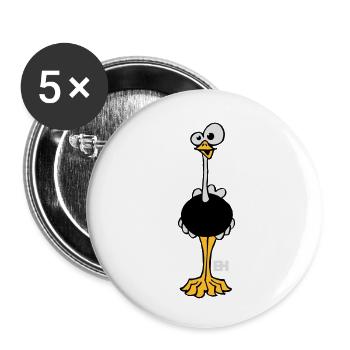 Autruche - Lot de 5 petits badges (25 mm) - blanc - Devant