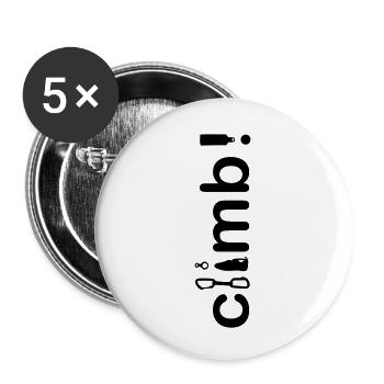 "climb" - Klettern! - Buttons klein 25 mm (5er Pack) - Weiß - Vorne