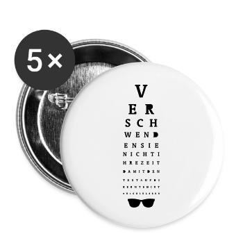 Sehtest / Eye Test - Buttons klein 25 mm (5er Pack) - Weiß - Vorne