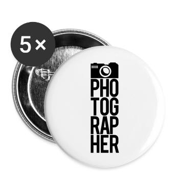 Text Logo Photographer - Buttons klein 25 mm (5er Pack) - Weiß - Vorne