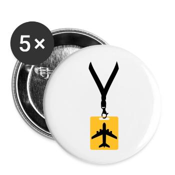 badge ligne avion avion mouche pilote vol voyage j - Lot de 5 petits badges (25 mm) - blanc - Devant