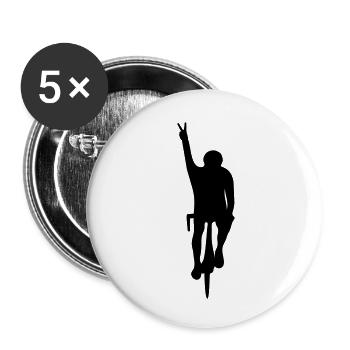 Road cyclist shows Peace - Buttons small 1''/25 mm (5-pack) - white - Front