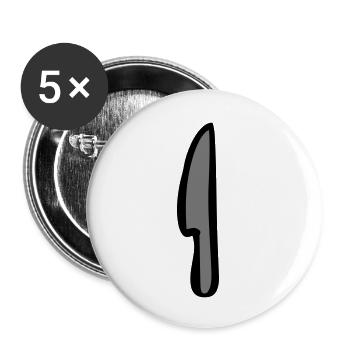 Couteau Couteau de cuisine Couteau chef chef cuisinier cuisinier amateur - Lot de 5 petits badges (25 mm) - blanc - Devant