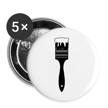 Pinceau avec peinture pour logo - Lot de 5 petits badges (25 mm) - blanc - Devant