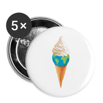 planet erde umweltschutz "eiskugel" summer vibes - Buttons klein 25 mm (5er Pack) - Weiß - Vorne
