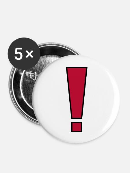 Ausrufezeichen - Buttons klein 25 mm (5er Pack) - Weiß