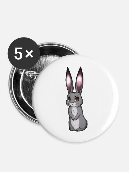 Cartoon Hase - Buttons klein 25 mm (5er Pack) - Weiß